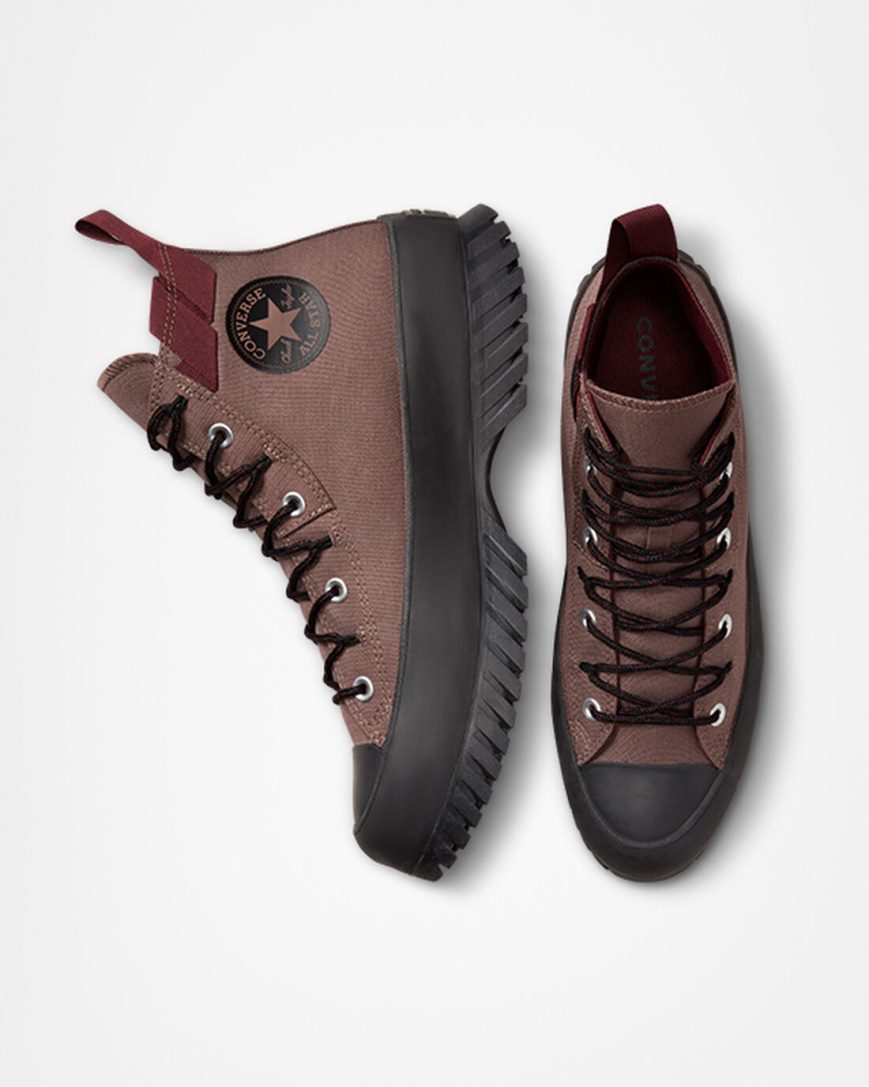 Dámské Boty Vysoké Converse Chuck Taylor All Star Lugged 2.0 Rugged Basics Hnědé Tmavě Vínové | CZ 31WNF13